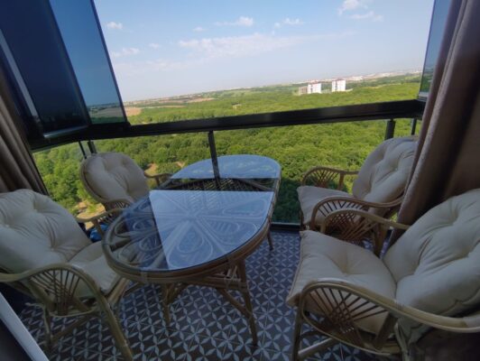 Bambu Balkon Masa Sandalye Takımı