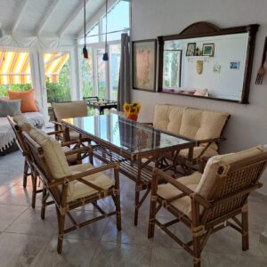 bambu bahçe mobilyası balkon takımı seti