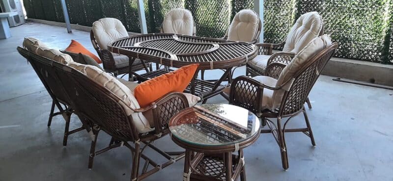 Palmiye Bambu Balkon Bahce Takimi Masa Sandalye Mobilyasi Koctas Tekzen ikea Modeli Oturma Grubu