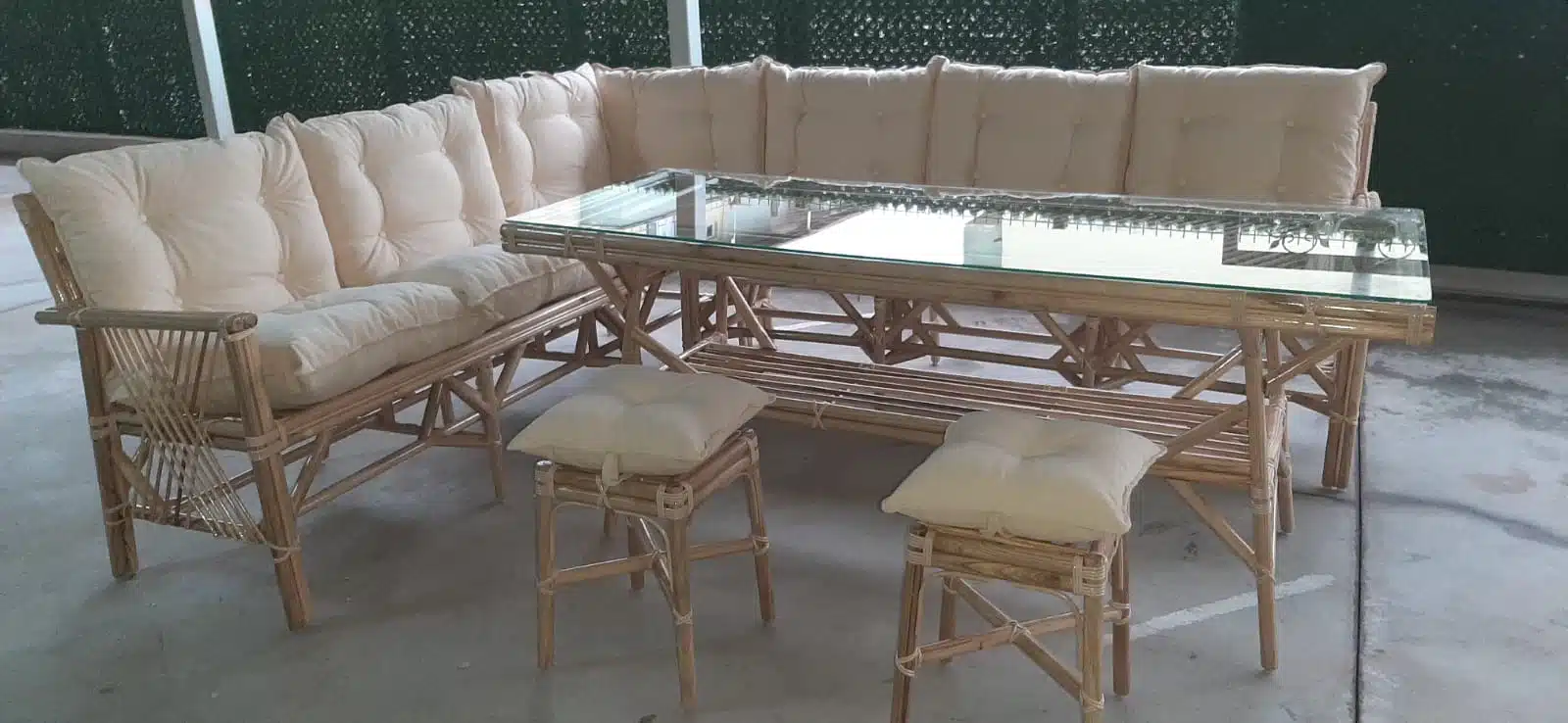 Bambu köşe balkon veya bahçe koltuk takımı