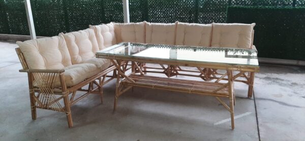 Bambu köşe balkon veya bahçe koltuk takımı